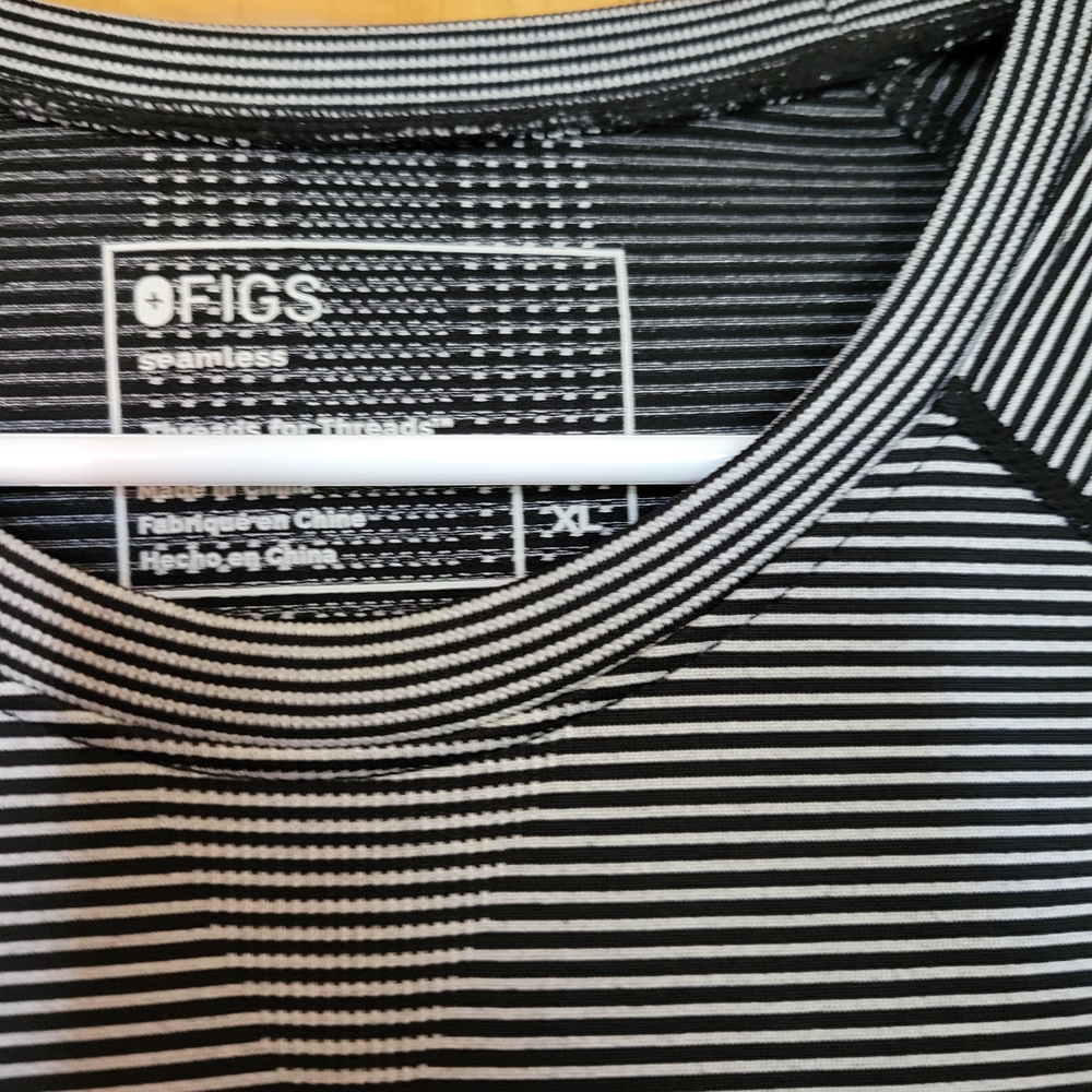 Figs Black and White Striped Long Sleeve Tee - Picture 2 of 4